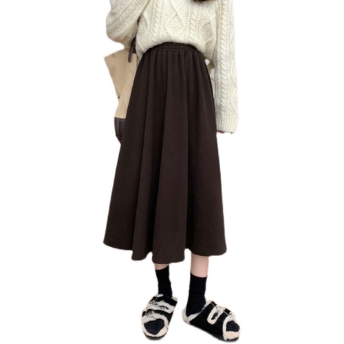 Real shooting and real price ~ autumn and winter Korean half skirt medium long high waist umbrella skirt Hepburn covers the crotch, showing a thin and large swing skirt female