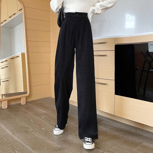 Real price ~ New Korean versatile corduroy casual pants wide leg pants lazy elastic waist pants women