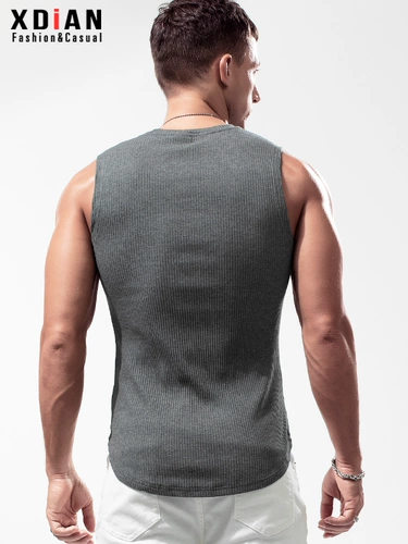 Жилет, мужская спортивная хлопковая футболка для спортзала без рукавов