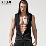 Толстовка с капюшоном без рукавов, спортивный жилет, балахон для спортзала, осенняя футболка, тонкая куртка