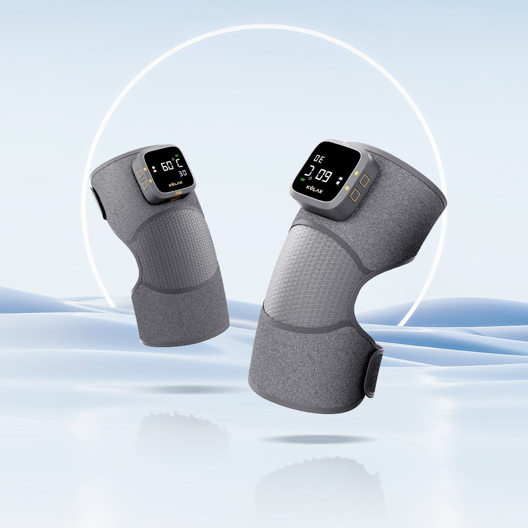 新品 酷轻松石墨烯按摩热敷护膝双只礼盒装 套装 水墨灰 按摩振动