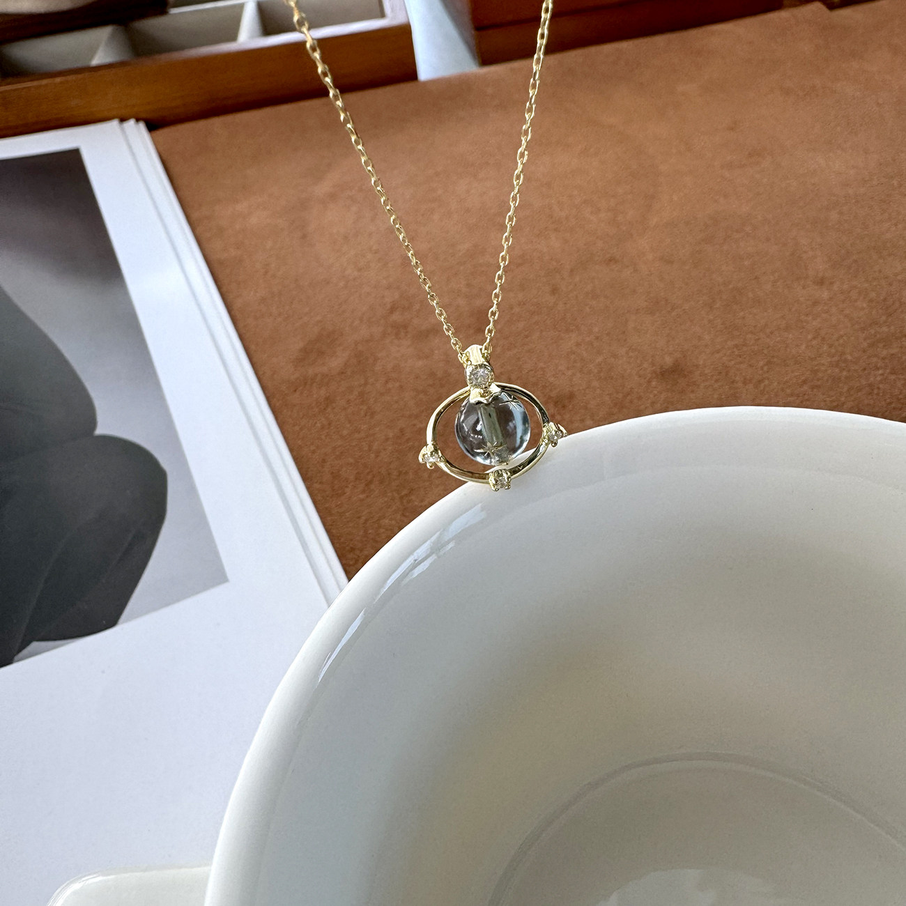 s925纯银韩版ins风蓝色星球女款项链