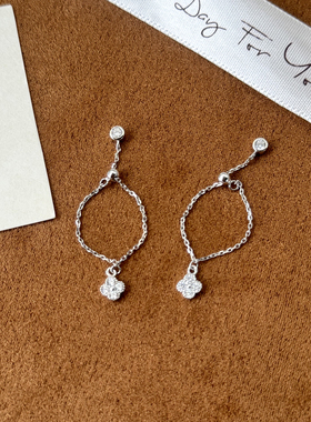 s925纯银镶钻小花朵抽拉式链条百搭时尚女款戒指