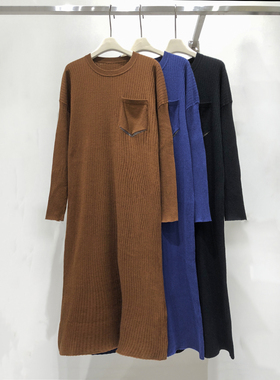 反季特价！纯山羊绒重磅珠链宽松针织连衣裙长裙VV-049