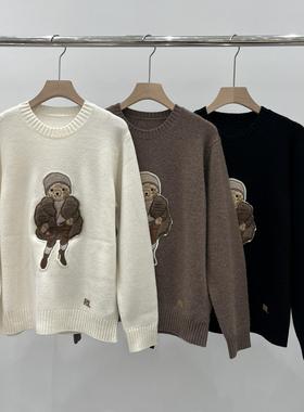 EverUnique秋冬新款女装羊绒小熊刺绣圆领长袖毛衣QX-3625