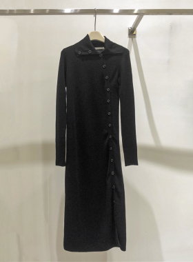 反季特价！精纺纯羊毛不规则针织长裙连衣裙F890