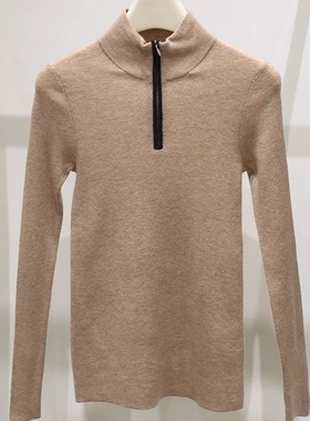 EverUnique秋冬新款女装100%羊绒半高领拉链针织衫毛衣YL-073