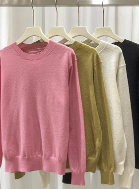 EverUnique秋冬新款女装纯羊绒圆领后背三角针织衫YL-113