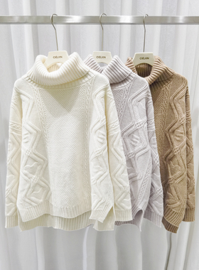 反季特价！！纯山羊绒高领粗针毛衣QX-507