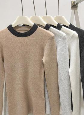 EverUnique秋冬新款女装100%纯羊绒金线撞色领毛衣针织衫YL-089