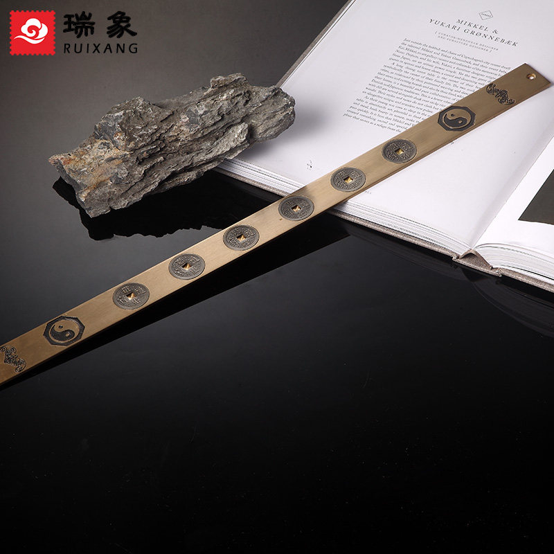 瑞象 黄铜实心六帝钱风水尺铜尺六帝尺家用门冲邻居门对门化