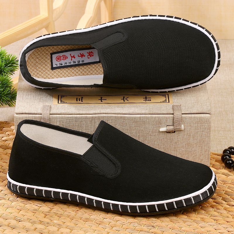 软底时尚休闲布鞋千层底橡胶底黑布鞋轻便舒适男中老年工作鞋夏季