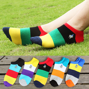 嘉德利保罗polo袜子男船袜夏季 纯棉防臭短袜彩色低帮运动棉袜 薄款