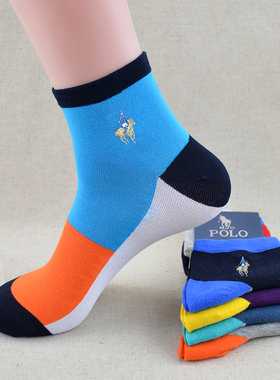 5双嘉德利保罗polo袜子男船袜夏季薄款低帮短袜纯棉彩色潮短筒袜