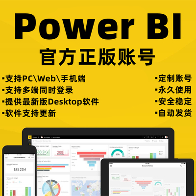 powerbi账号power bi基础版pro版永久账号数据可视化Desktop软件