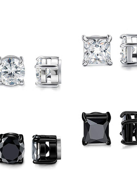 无耳洞磁吸锆石假耳钉气质高级感钻石耳蜗钉高端爆闪耳夹女耳饰男