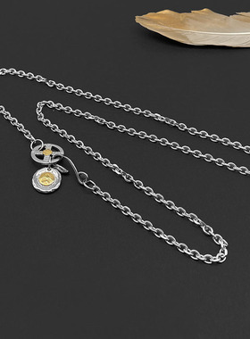 Dark Chic原宿风复古潮牌飞轮十字架鹰勾项链男女高桥风钛钢链子