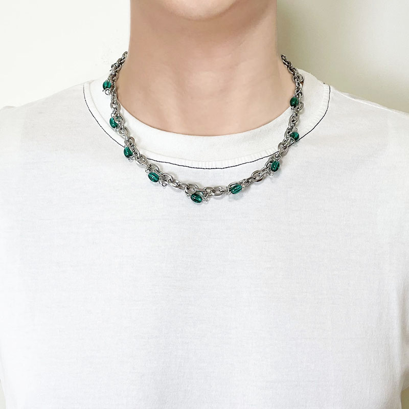 中性风玛瑙珠锁骨链潮牌小众设计