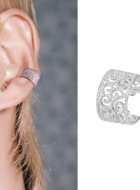 无耳洞镂空耳骨夹法式气质女生小众设计艺术风港风银色耳夹耳饰男