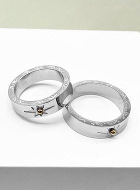 日本原宿风潮牌高桥图腾太阳戒指男女个性简约小金珠钛钢指环情侣