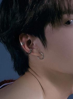 无耳洞钛钢耳骨夹酷帅女素圈耳环耳夹男日常简约学生党钛钢金属风