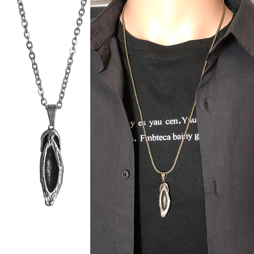 中国风设计感槟榔吊坠项链钛钢