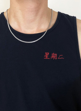 男士运动健身篮球项链钛钢不褪色嘻哈潮流简约百搭T恤锁骨细素链