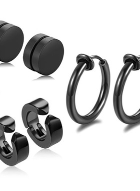 无耳洞磁吸假耳钉耳夹素圈耳环男士无洞无痛耳骨夹耳饰酷帅女钛钢