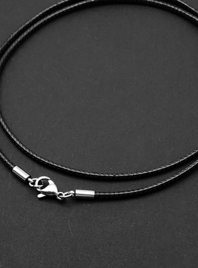 简约蜡绳黑绳项链男女通用吊坠配链钛钢不掉色锁骨脖颈链挂件配绳