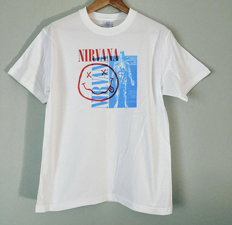 nirvana涅盘天使摇滚乐队vintage美式复古男女短袖街头潮流t恤衫