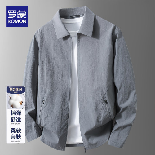 罗蒙夏季轻薄翻领夹克外套男士