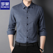 衬衫 免烫格子衬衣爸爸装 男士 新款 中年商务休闲2025秋冬季 罗蒙长袖