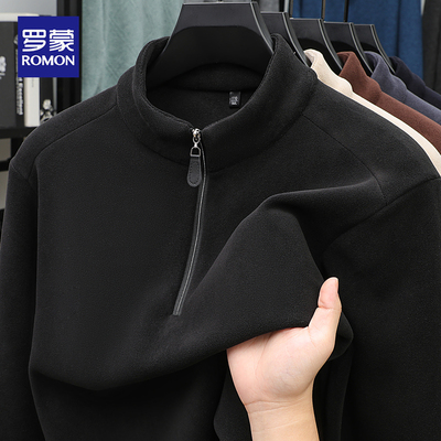 罗蒙冬季半高领拉链卫衣男士加厚