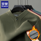 打底衫 罗蒙德绒半高领T恤男2025新款 秋冬季 长毛绒保暖纯色卫衣男