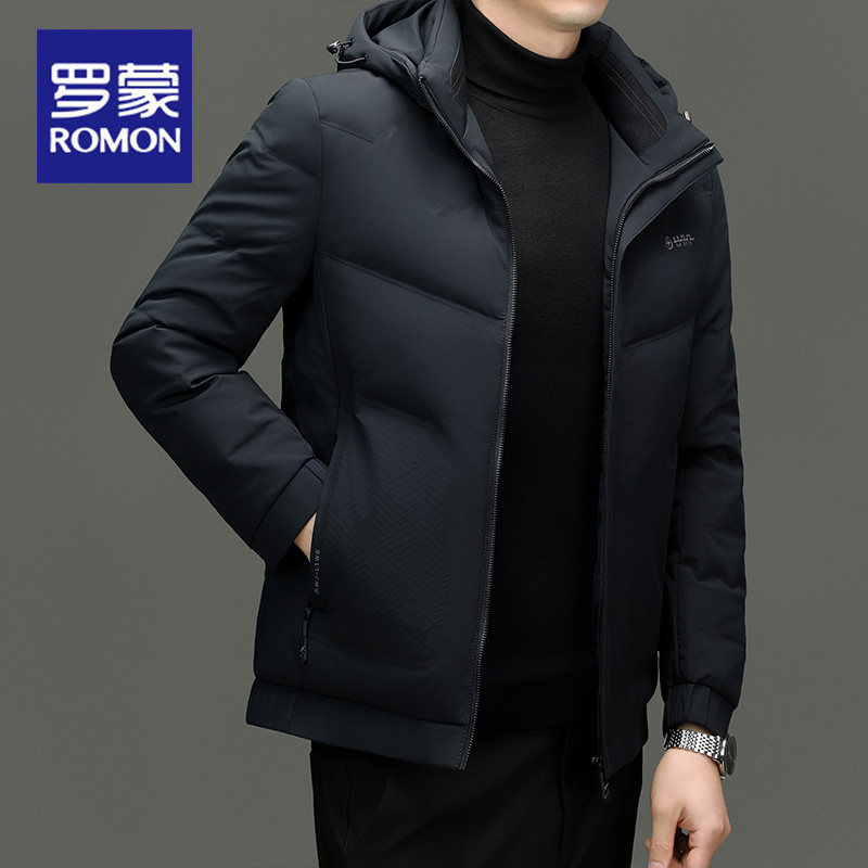 罗蒙加厚保暖羽绒服男商务休闲官方正品棉衣可拆卸帽冬装新款外套