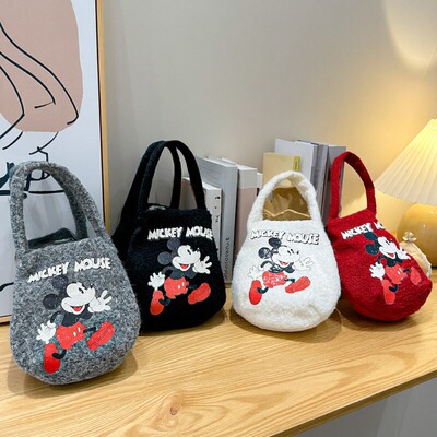 韩国卡通羊羔毛绒手提包单肩包包