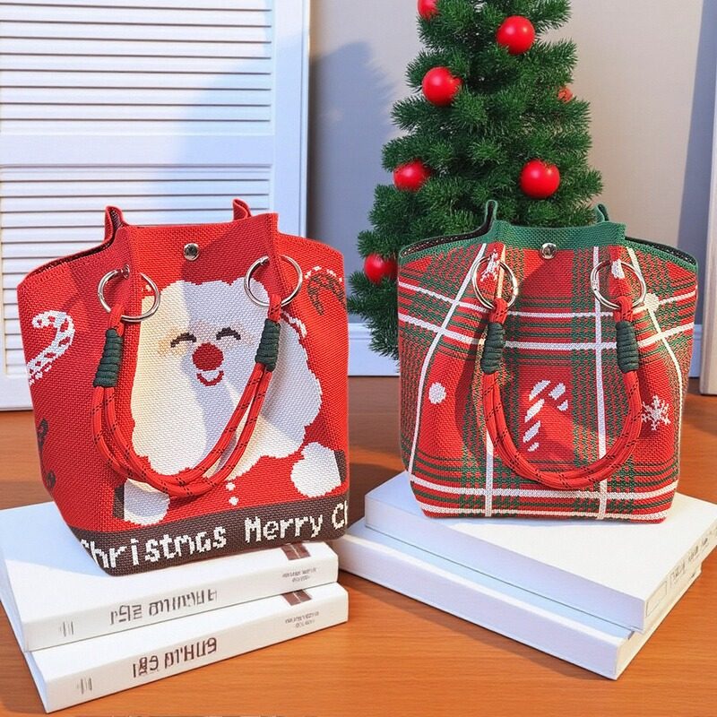新款圣诞可爱卡通针织手提包女学生上课通勤单肩斜挎包小众设计感,箱包皮具/热销女包/男包,通用款女包,淘宝优惠券,粉丝福利购,淘宝优惠卷