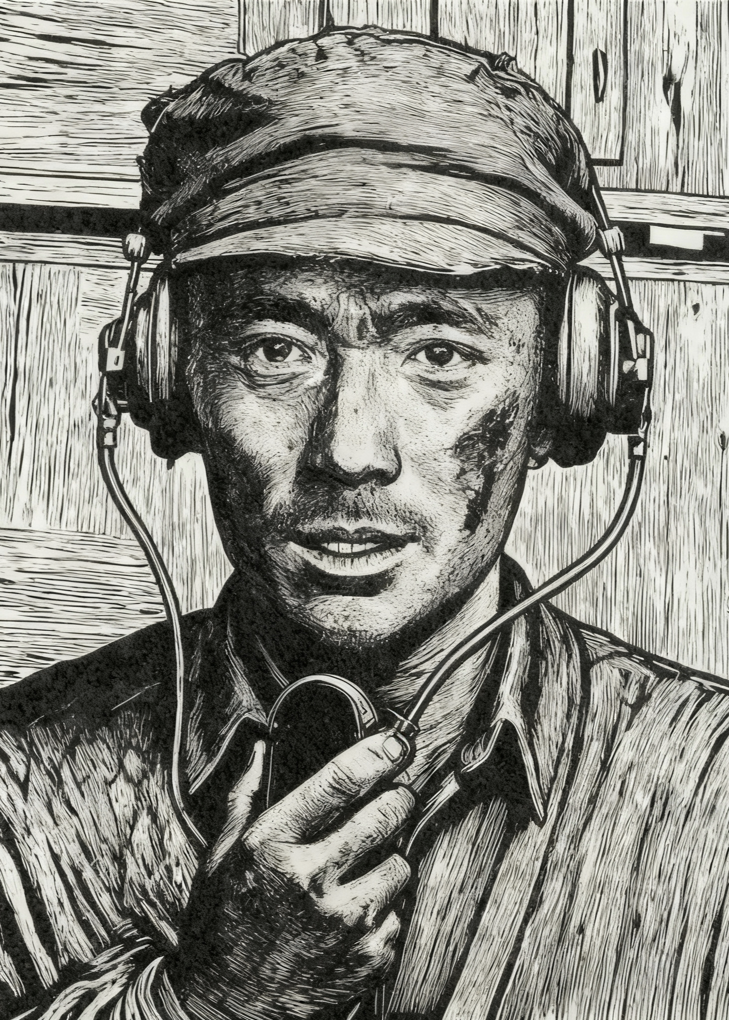 黑白木刻版画肖像人物版画支持定制展馆店铺装饰收藏手工雕刻图片