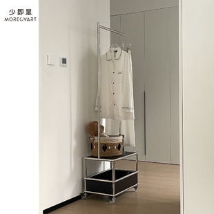 中古风衣架落地挂衣架不锈钢置物架小户型卧室家用收纳衣服架