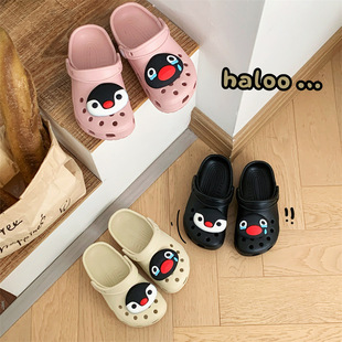 拖鞋 儿童卡通企鹅洞洞鞋 EVA男女童宝宝沙滩包头凉鞋 新款 2026夏季