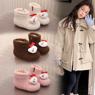 卡通保暖毛毛鞋 棉鞋 儿童加绒软底雪地靴 新款 女童可爱棉靴2025冬季