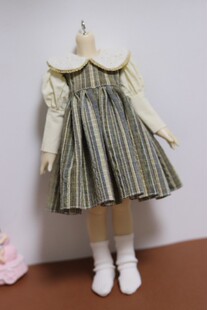 六分bjd娃衣  复古条纹娃衣赤木体打版