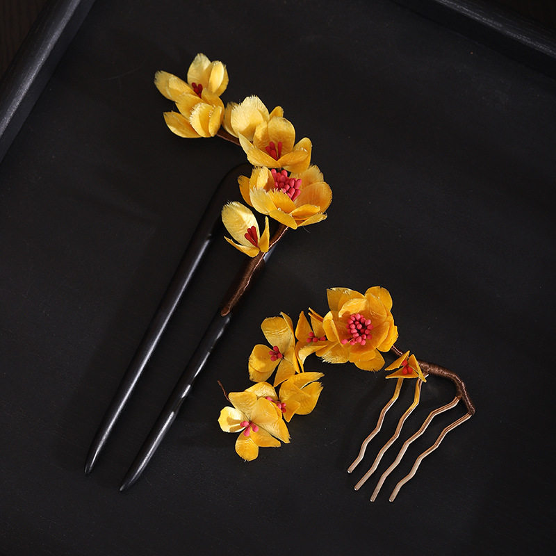 【黄花】新中式手工发簪古典木簪盘发头饰新中式旗袍茶服配饰发簪