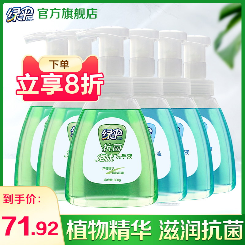 绿伞泡沫洗手液300g*6瓶适用大人儿童抗菌清洗洁净家用洗手液