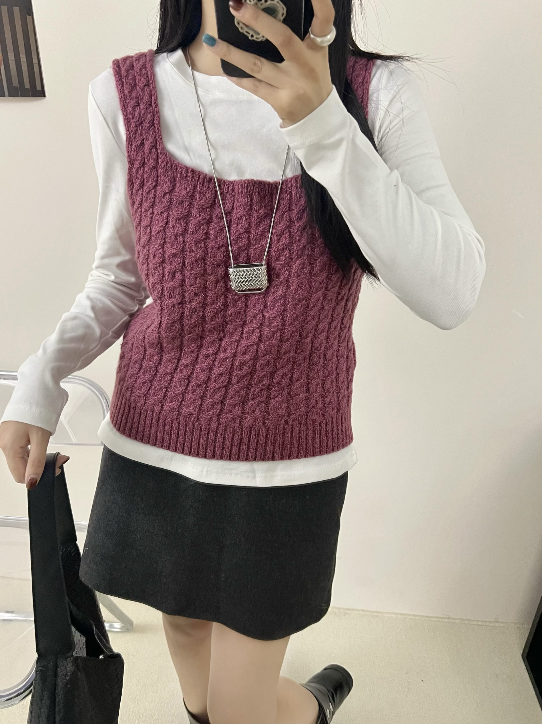 2025秋新款麻花针织马甲两件套女显瘦百搭外套上衣