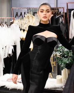 欧美性感赫本风礼服轻奢小众高端定级贵气质晚宴年会连衣裙女套装