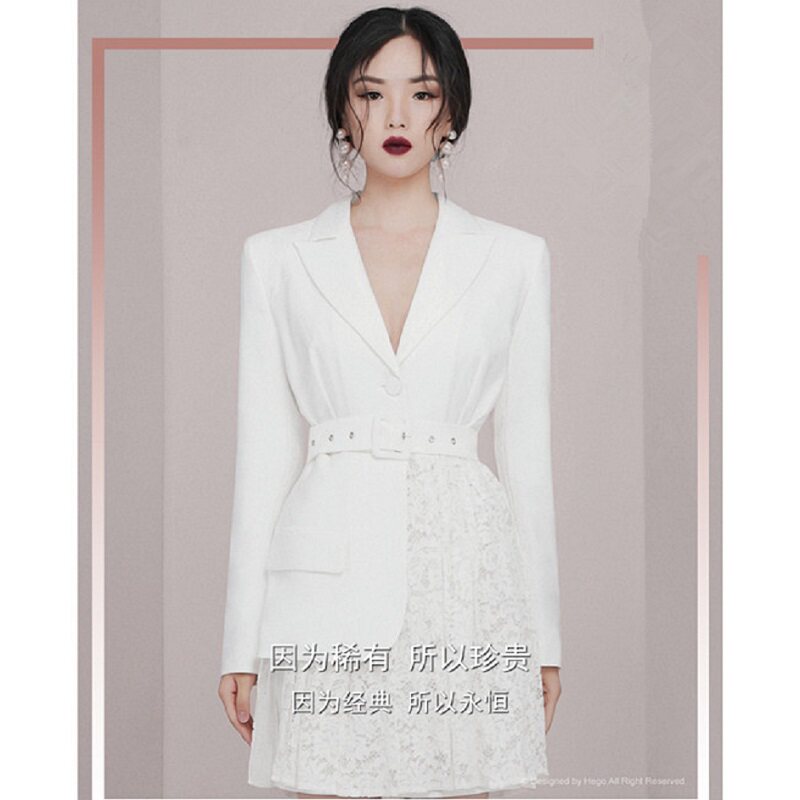 欧美秋冬复古休闲炸街chic西装气质名媛小众设计高级感蕾丝外套女