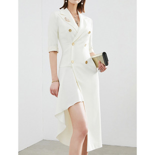 白色西装名媛气质修身收腰复古时尚通勤休闲高级感小众设计外套女