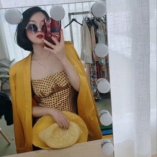 欧美秋冬款复古休闲西装气质名媛小众设计高级感印花连衣裙外套女