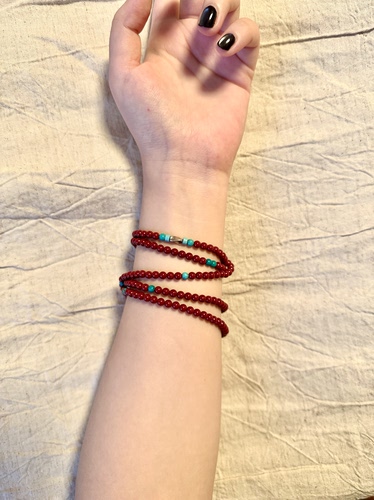 UNI FORCE乌腻力原创 手工主石绿松石转运红绳mini琉璃珠手链